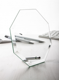 Nyolcszög üvegdíj 14 cm