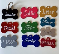 Kutyabiléta: csont alakú - ezüst- kicsi