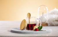 Üveg bögre - bambusz kanállal