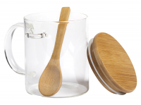 Üveg bögre - bambusz kanállal