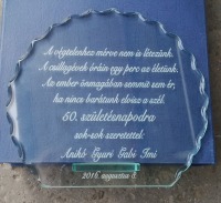 Félkör üvegdíj - 15 cm